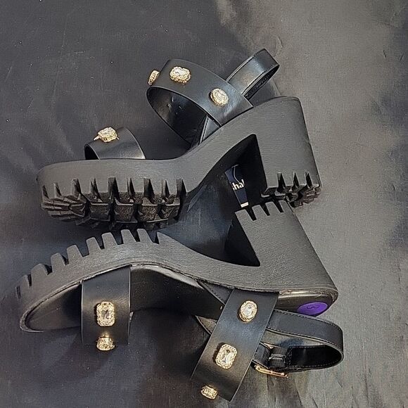 BRAND NEW MADDEN GIRL CRYSTAL LEATHER PLASFORM HEEL SANDAL G1 - Picture 9 of 13